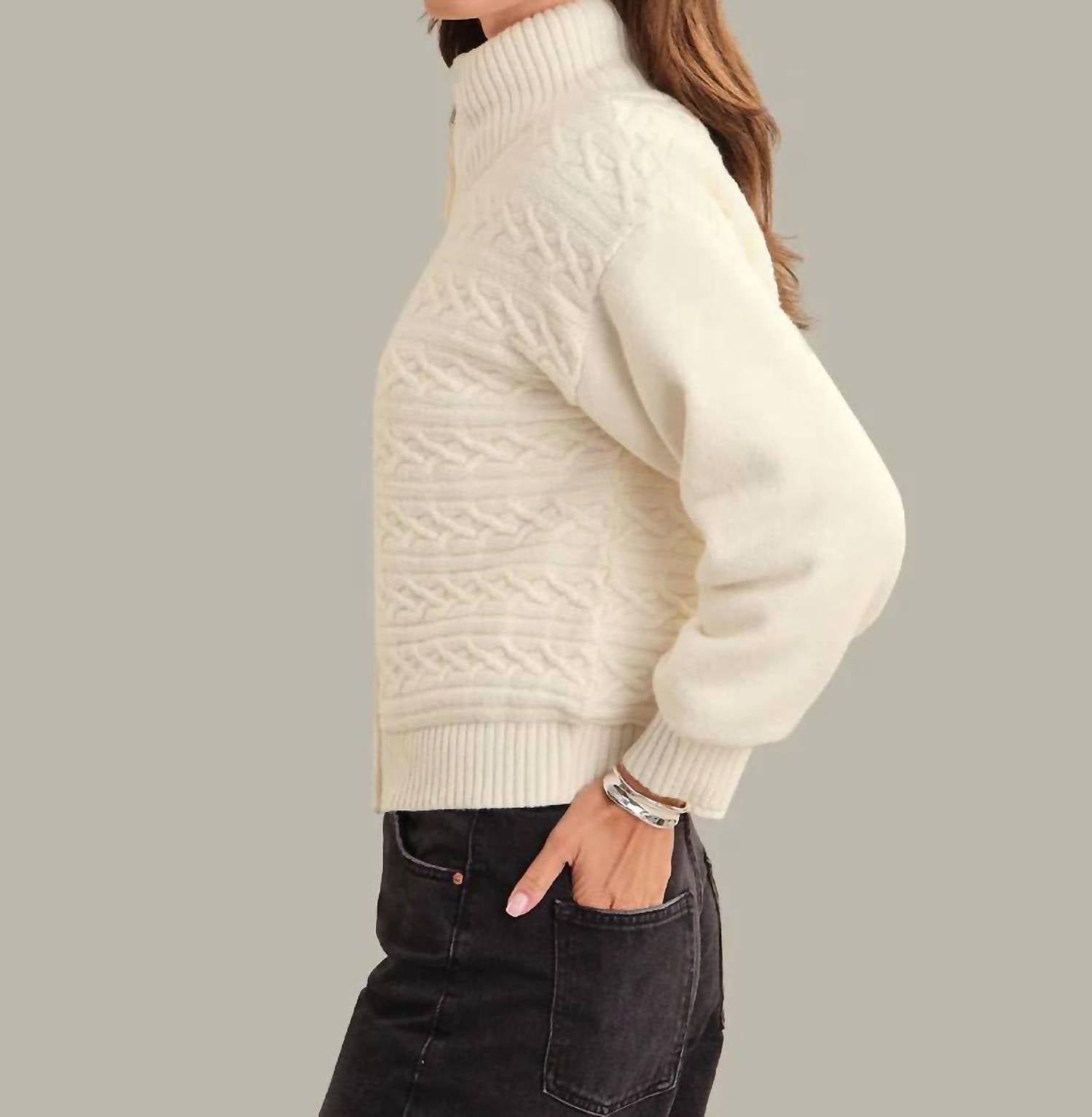 525 America Addison Cable Knit Puffer Jacket in sea salt - women's jacket - view 4