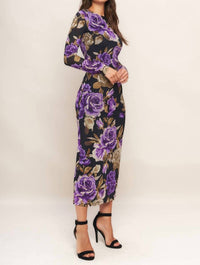 Flying Tomato - Floral Mesh Midi Dress