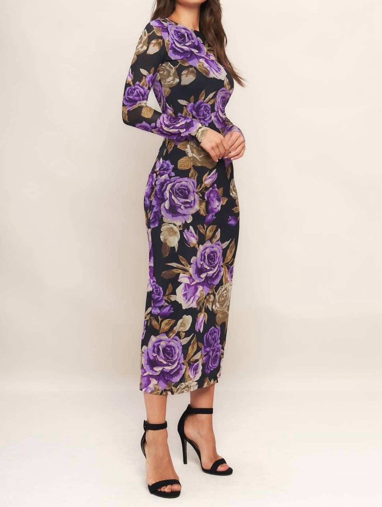 Flying Tomato - Floral Mesh Midi Dress