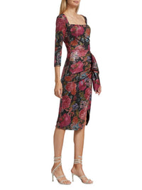 CHIARA BONI Cesarima MS Print Dress in glowing peonies black - women's dress - detail view
