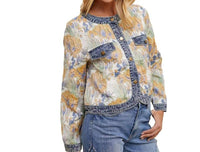 Anniewear - Floral Jacquard Contrast Jacket