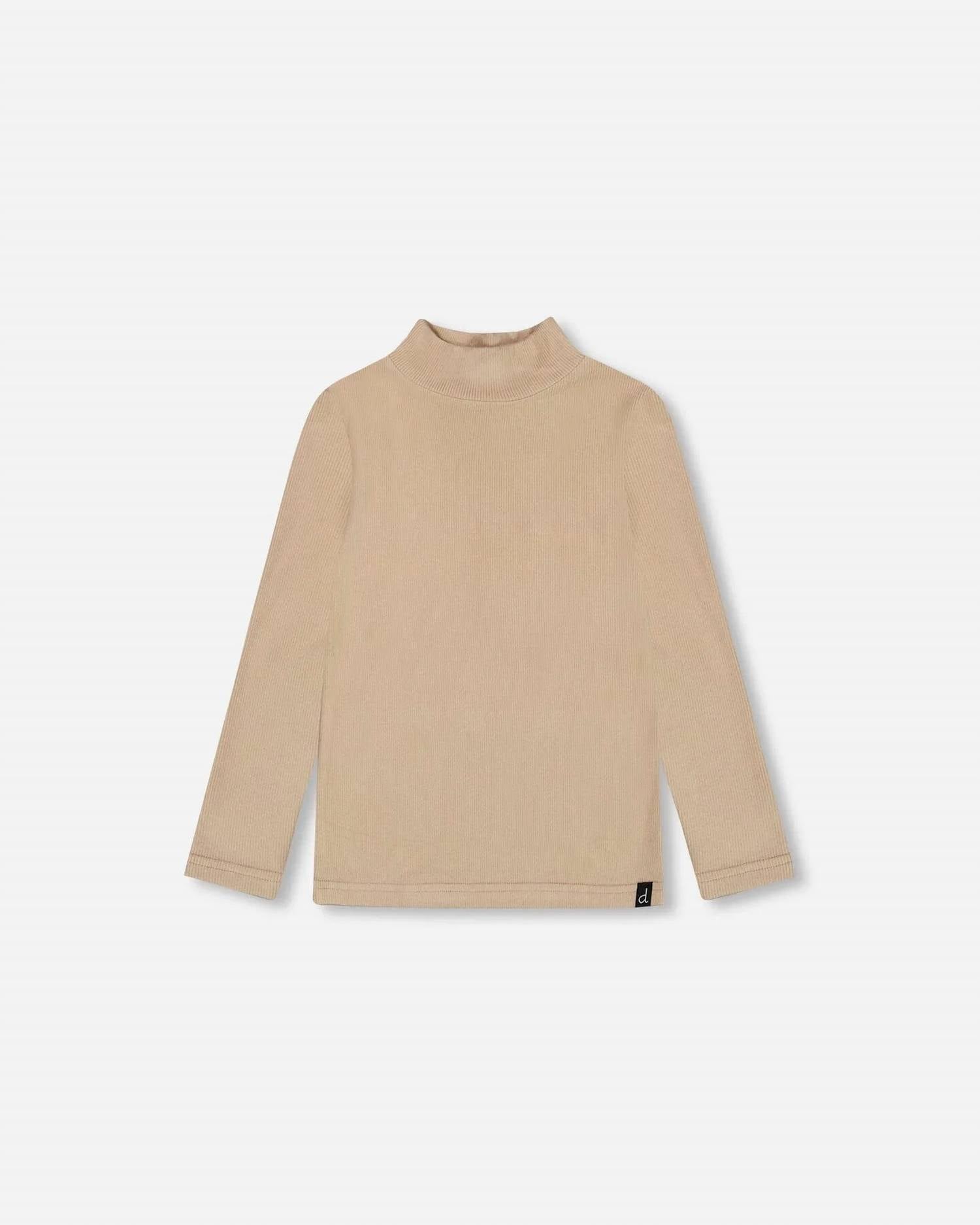 Deux Par Deux - Girls' Brushed Rib Mock Neck Long Sleeve Top