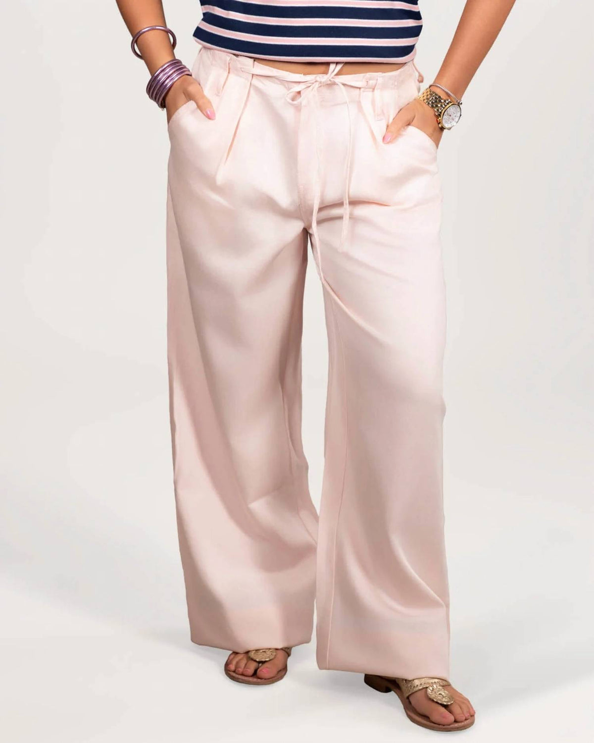 Le Lis - Drawstring Waist Band Wide Leg Pants