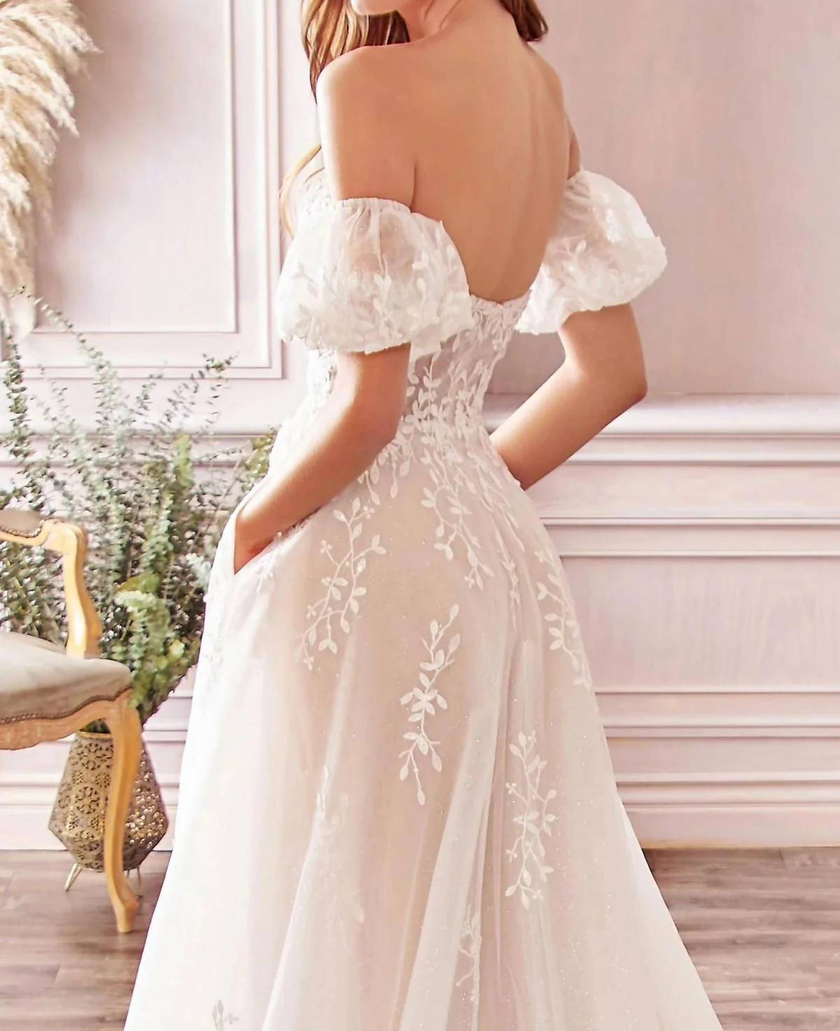 Andrea & Leo Couture - Willow Lace Sparkly Off Shoulder Wedding Dress