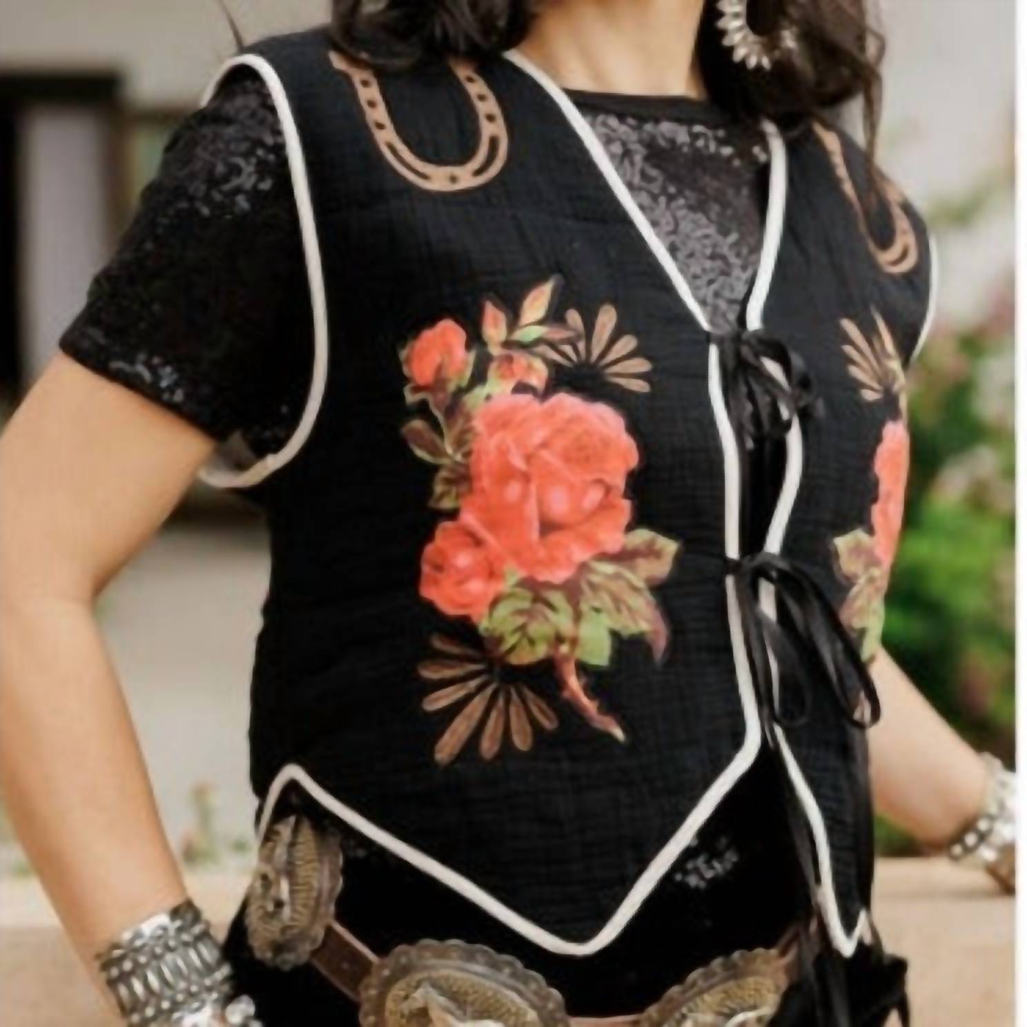 Rodeo Quincy - Wild Rose Tie Front Vest