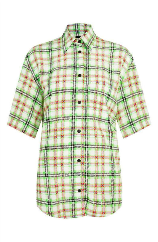 Topshop - Women's Checked Plaid Print Button Blouse