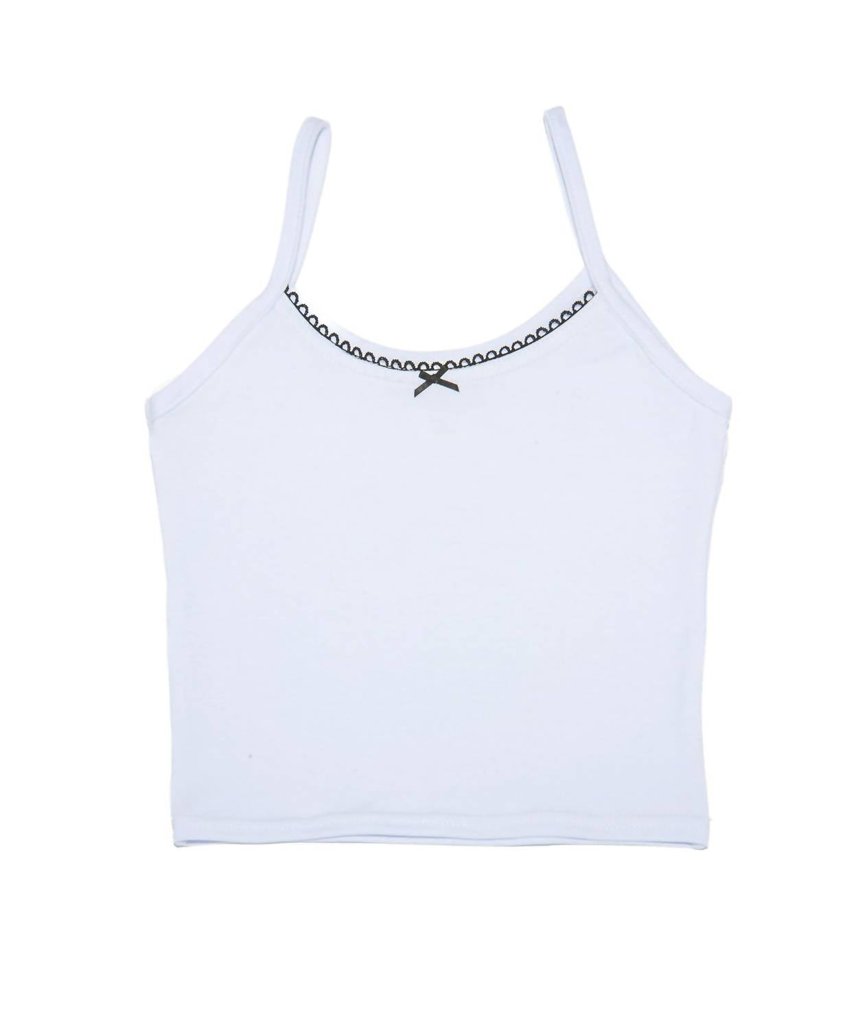 Cheryl Creations Girl's Amie Cami Bow Top in white - kids' tank top