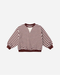Rylee + Cru Oversized Crew Jogger Set in burgundy stripe - item - alternate view