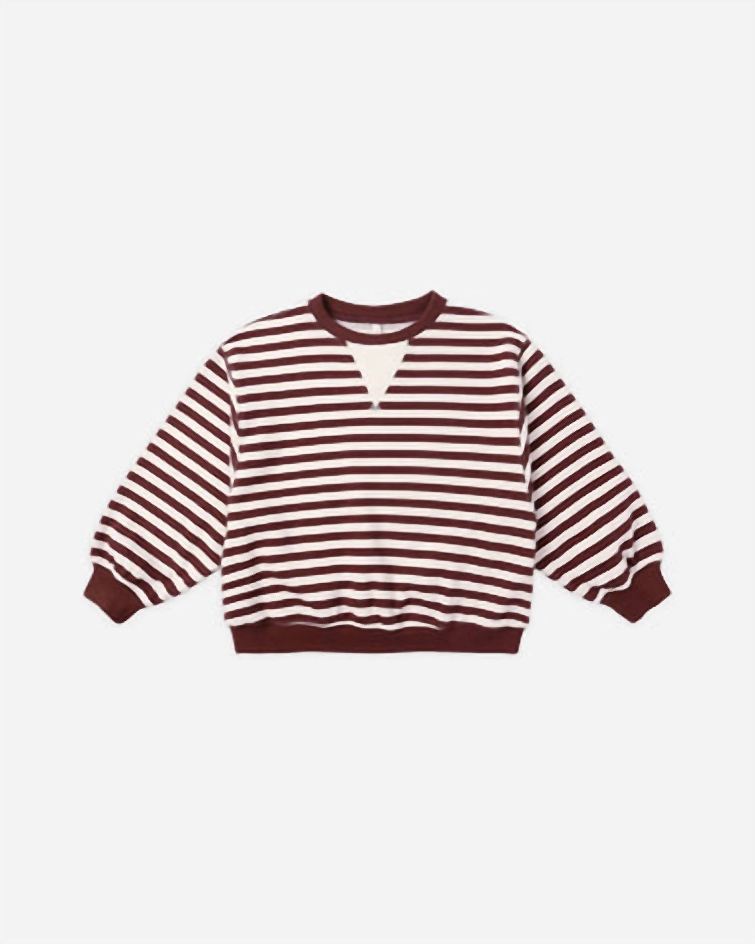 Rylee + Cru Oversized Crew Jogger Set in burgundy stripe - item - alternate view