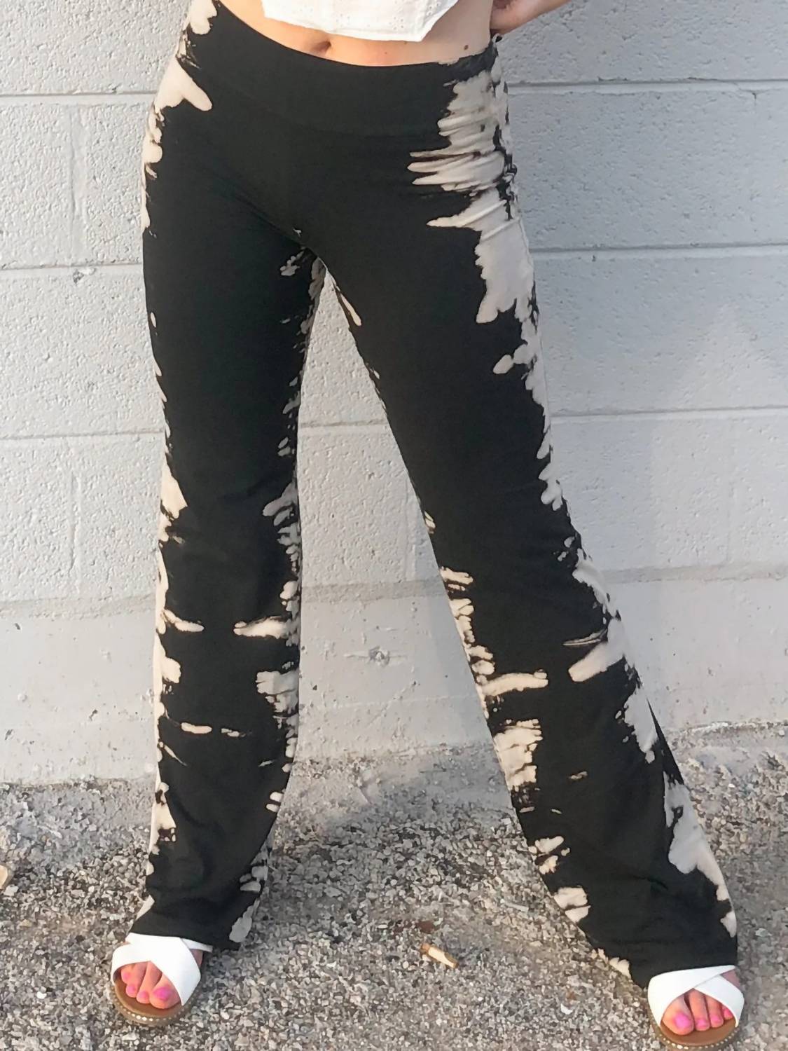 Follow Me Jade Acid Wash Pants in black - women's pants