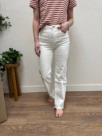 Mica Denim - High Rise Wide Leg Jeans With Raw Hem