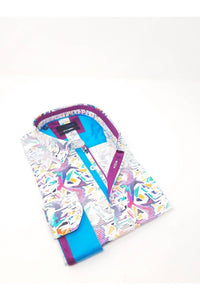 Eight X - Retro Digital Button Down Shirt With Trim