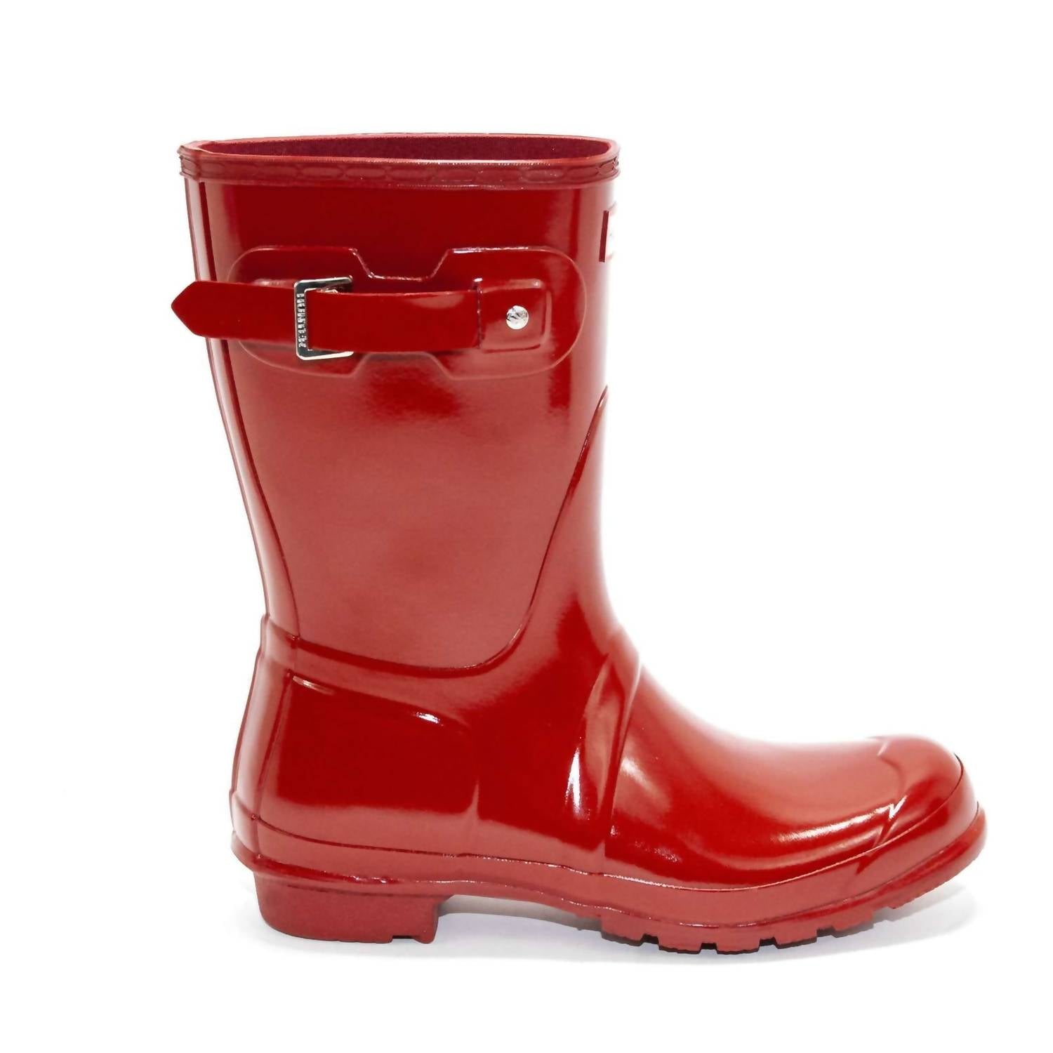 HUNTER Women's Original Short Gloss Rain Boots in military red - women's shoe - alternate view