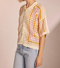 Strut & Bolt - Summer Squares Crochet Button Down Shirt