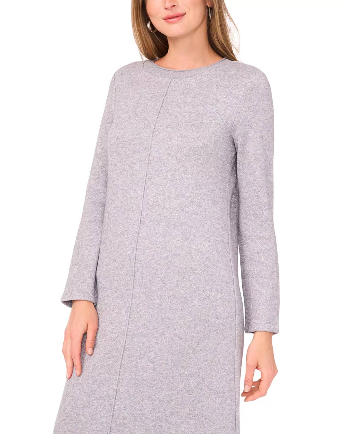 VINCE CAMUTO Long Sleeve Midi Dress in light heather grey - women's dress - alternate view