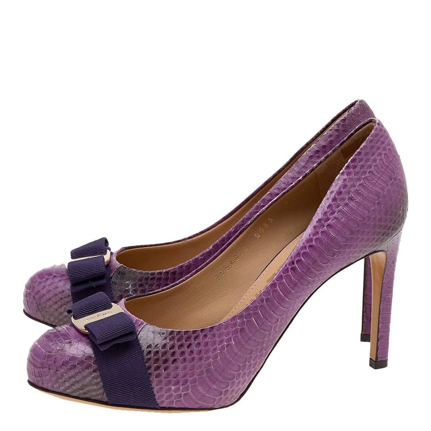Salvatore Ferragamo - Women's Water Snake Pimpa Vara Bow Pumps