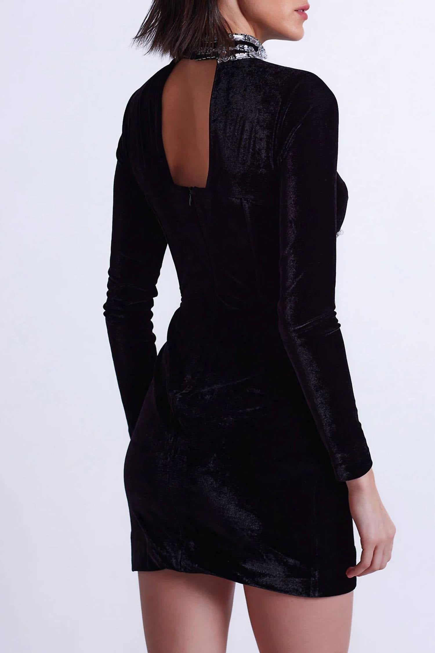 Patbo - Hand Beaded Velvet Bustier Mini Dress