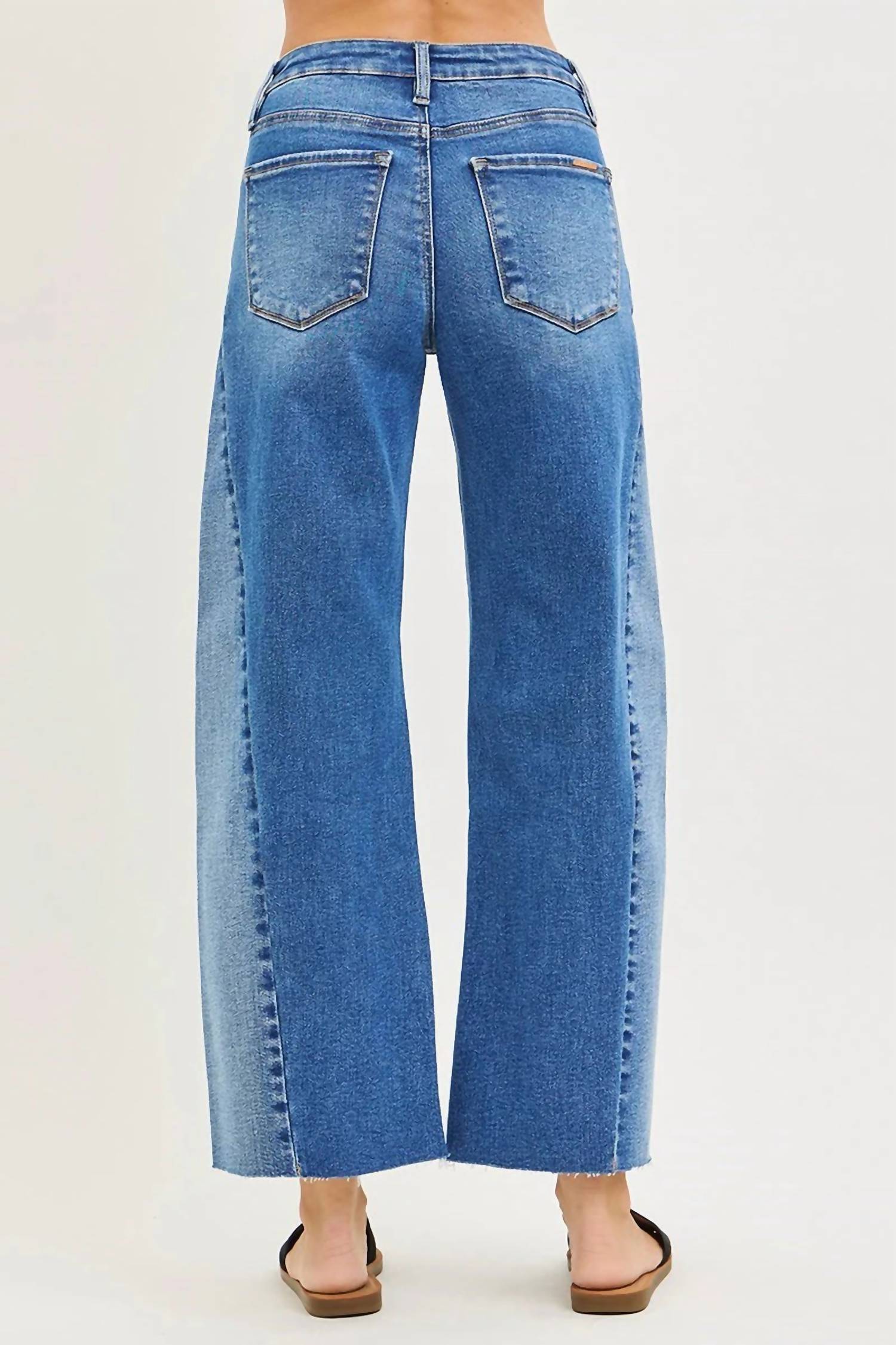 Risen - Slouchy Cropped Barrel Jeans With Contrast Wash