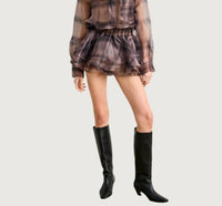 OSEI-DURO Plaid Mini Skort in purple - women's shorts - detail view