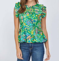 Fate - Ruffle Cap Sleeve Peplum Top