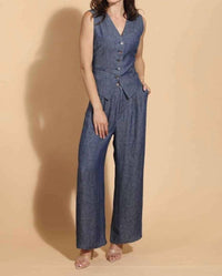Jessie Liu - Linen Twill Wide Leg Pants