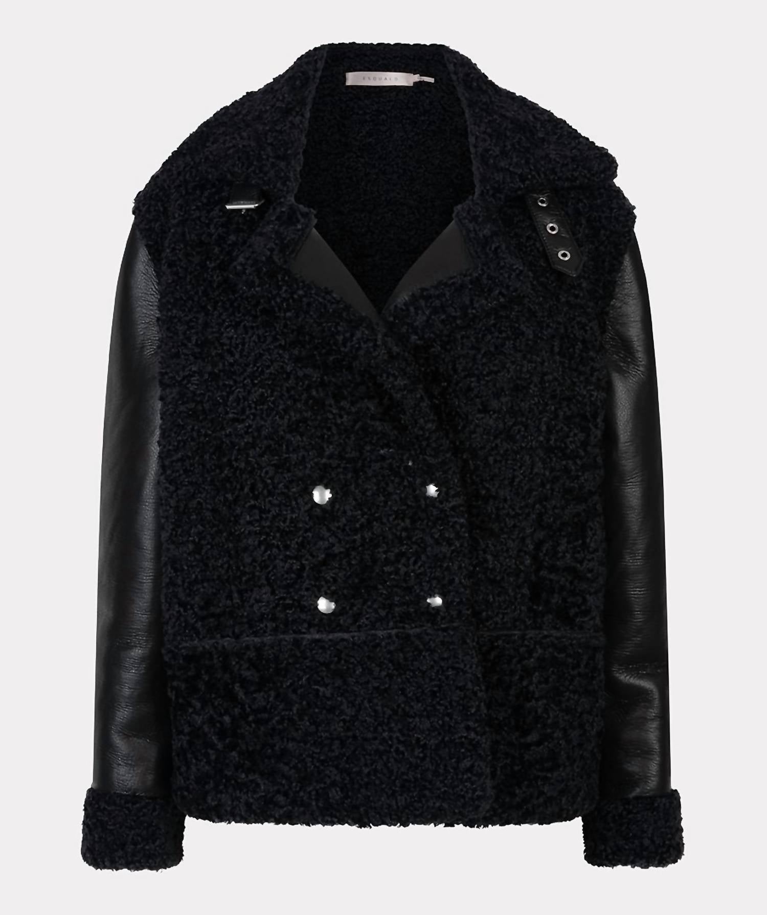 Esqualo - Faux Leather Sleeves Jacket