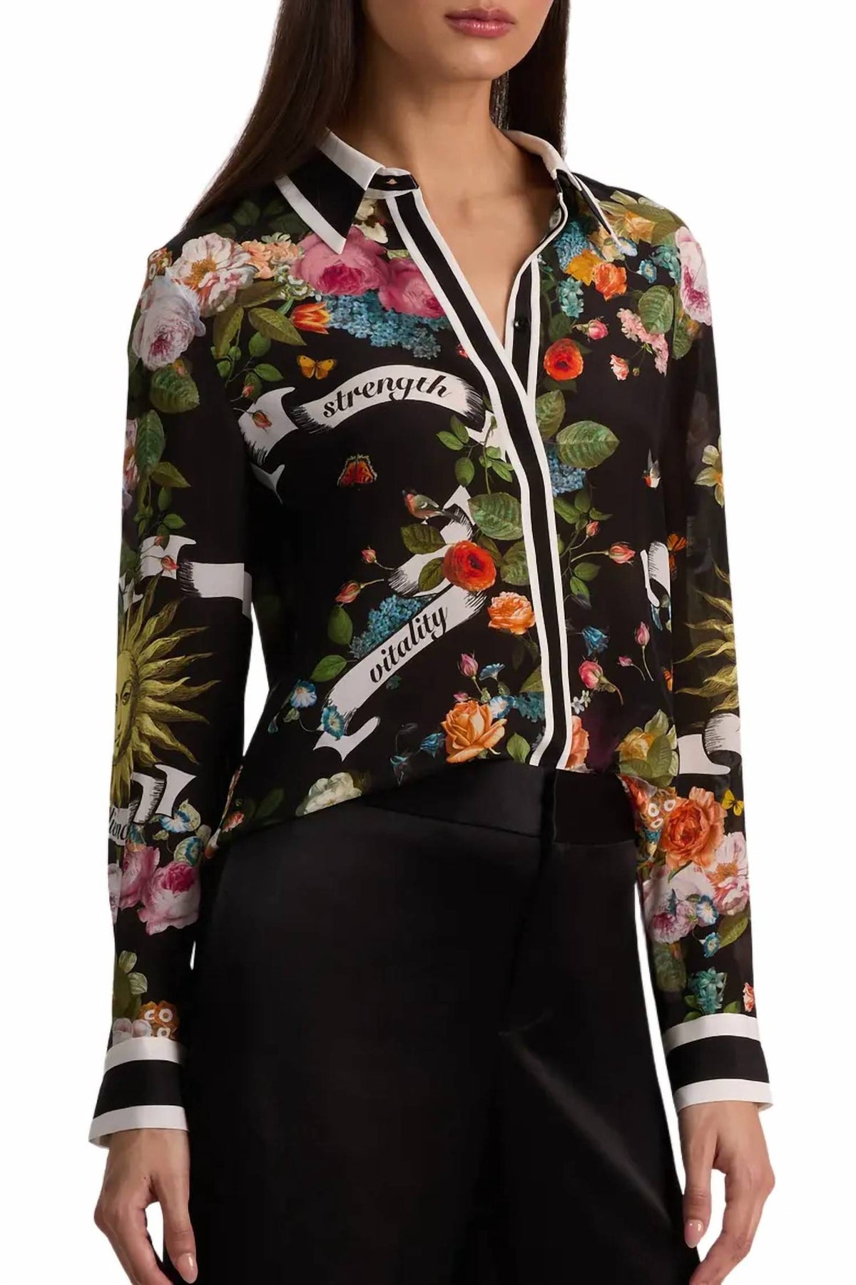 Alice + Olivia - Willa Printed Silk Button-up Shirt