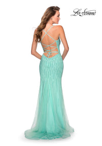 La Femme - Sequin Beaded Scoopneck Gown