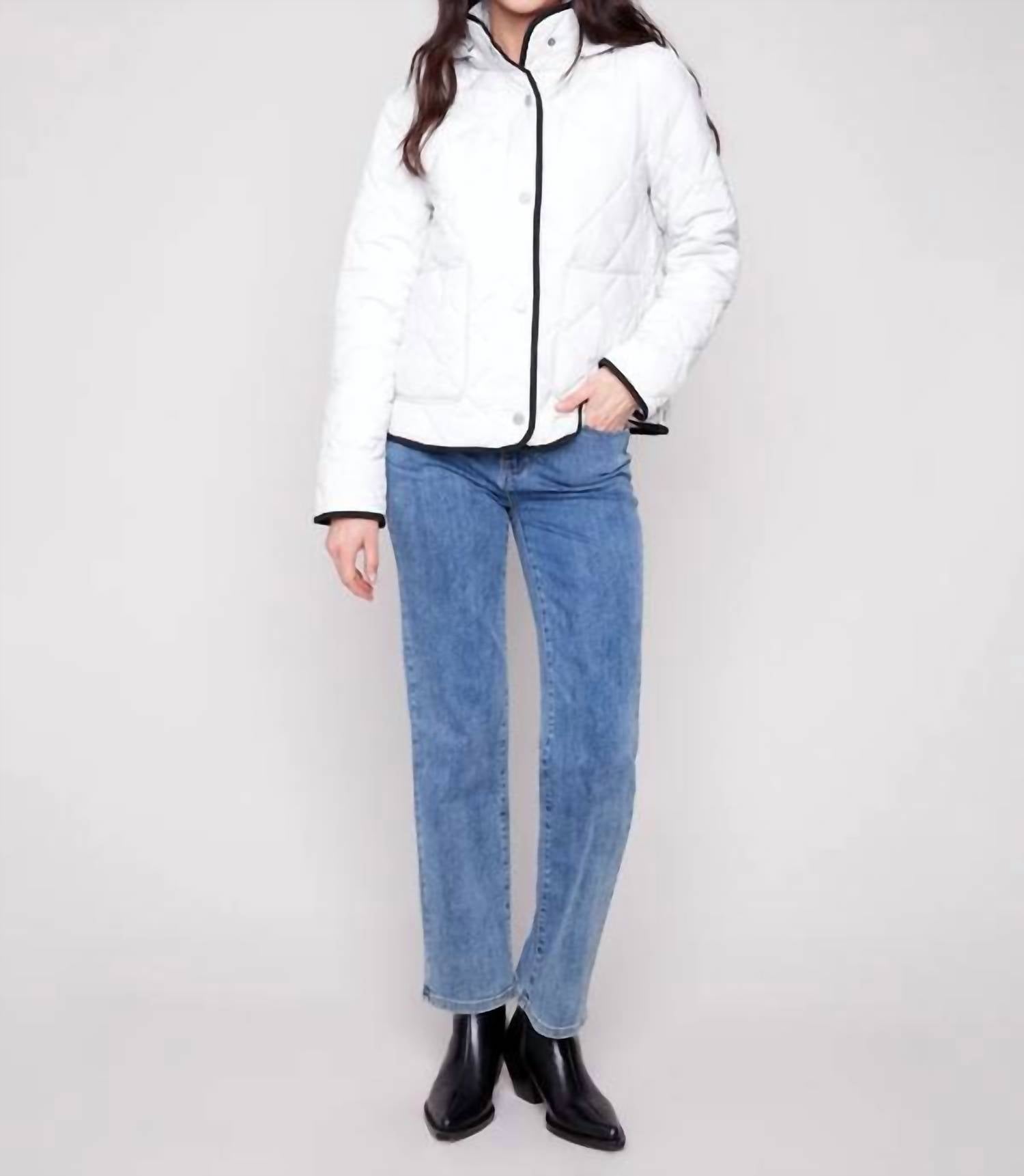 Charlie B - Quilted Puffer Jacket With Removable Hood