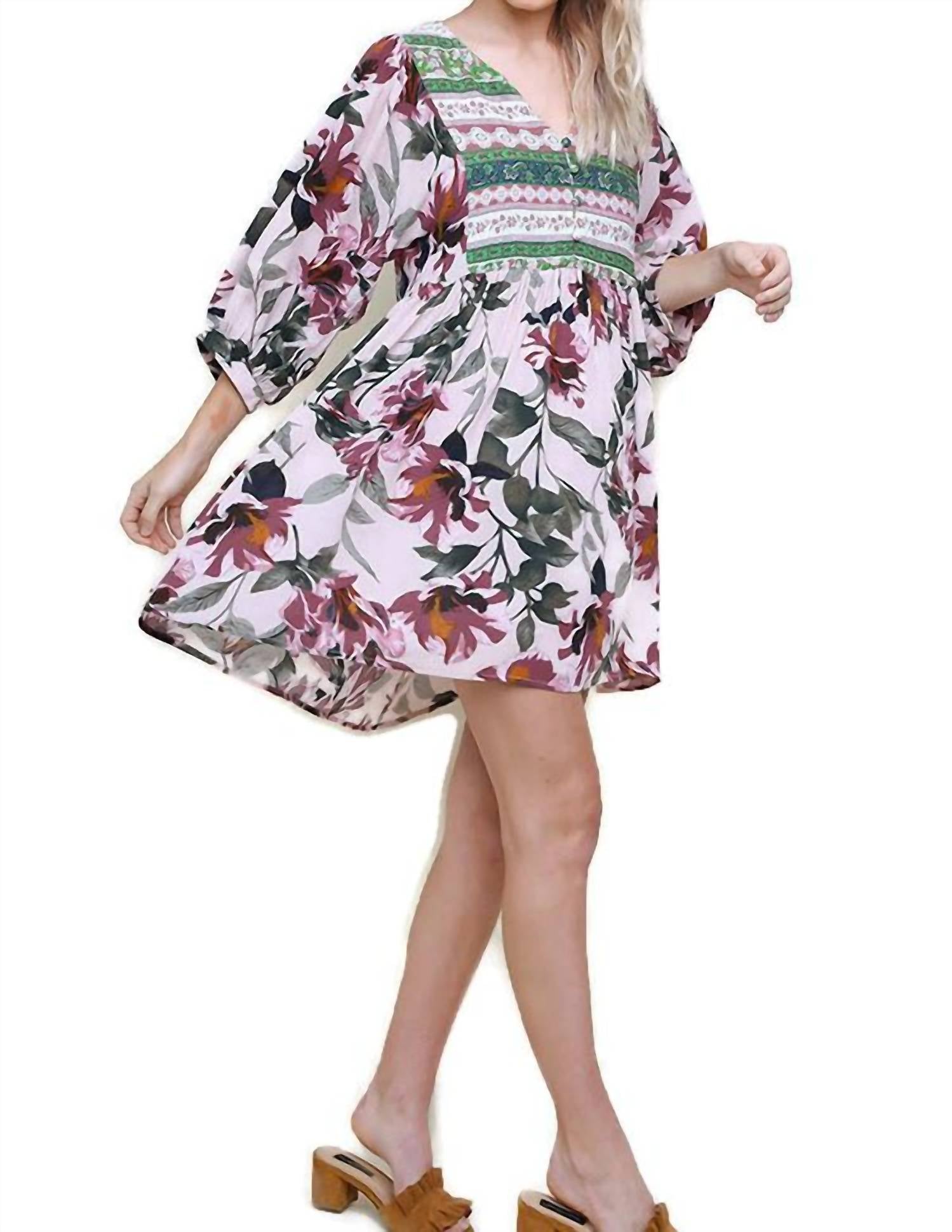 Umgee - Women's Floral Peasant Dress