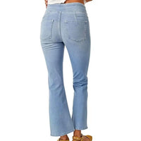 Free People Women's In My Feelings Cropped Slim Flare Jeans in my feelings cropped slim flare jeans in bermondsey blue - women's jeans - detail view