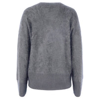Autumn Cashmere Women's Brushed Boxy V-neck Top in feather - women's sweater - detail view