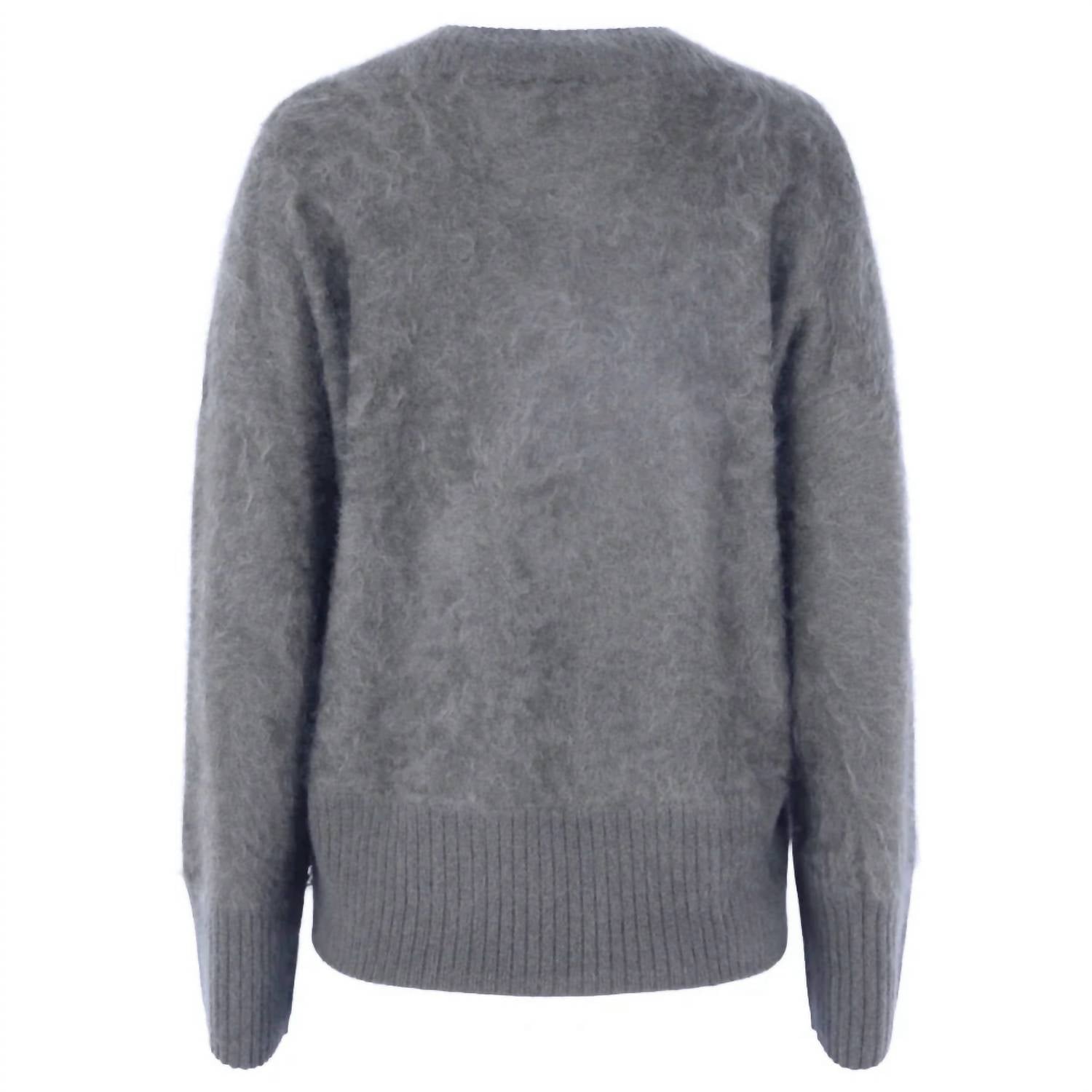 Autumn Cashmere Women's Brushed Boxy V-neck Top in feather - women's sweater - detail view