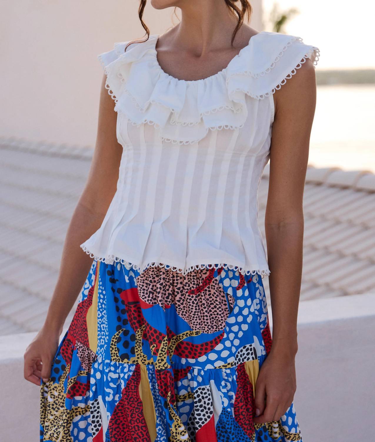 Oliphant Athena Top in tisbury white - women's blouse