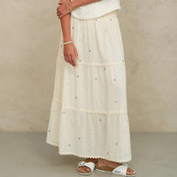 M.A.B.E. - Lucca Embroidered Maxi Skirt