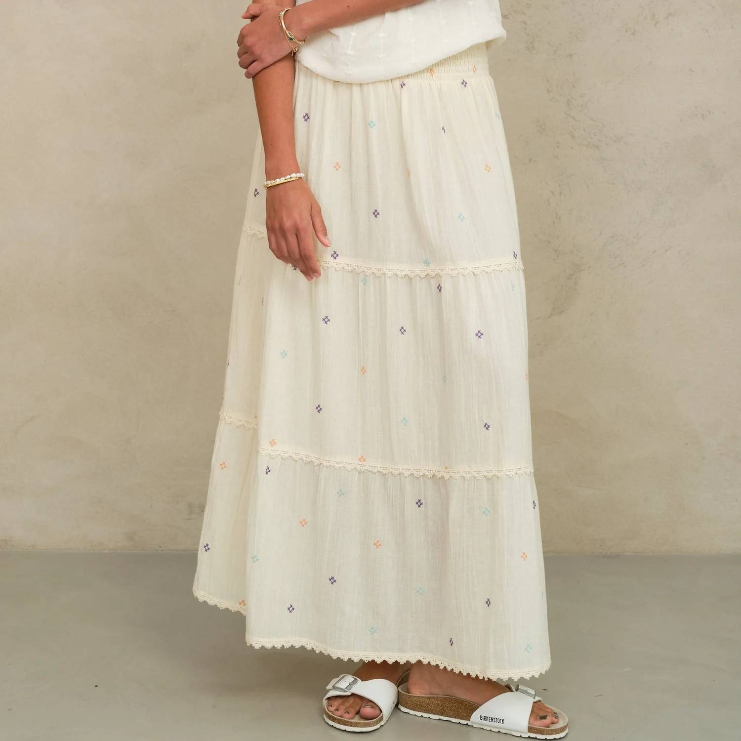 M.A.B.E. - Lucca Embroidered Maxi Skirt