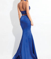 Rachel Allan - Two Piece Long Halter Prom Dress