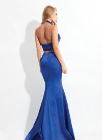 Rachel Allan - Two Piece Long Halter Prom Dress