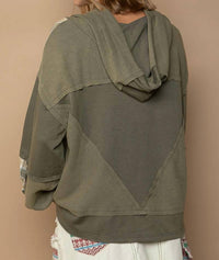 Pol - Plaid Perfection Boxy Balloon-sleeved Hoodied Top