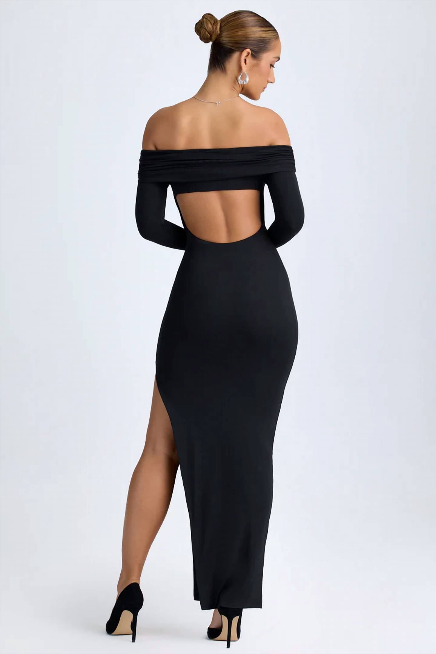 Oh Polly - Modal Off-shoulder Open-back Maxi Dress