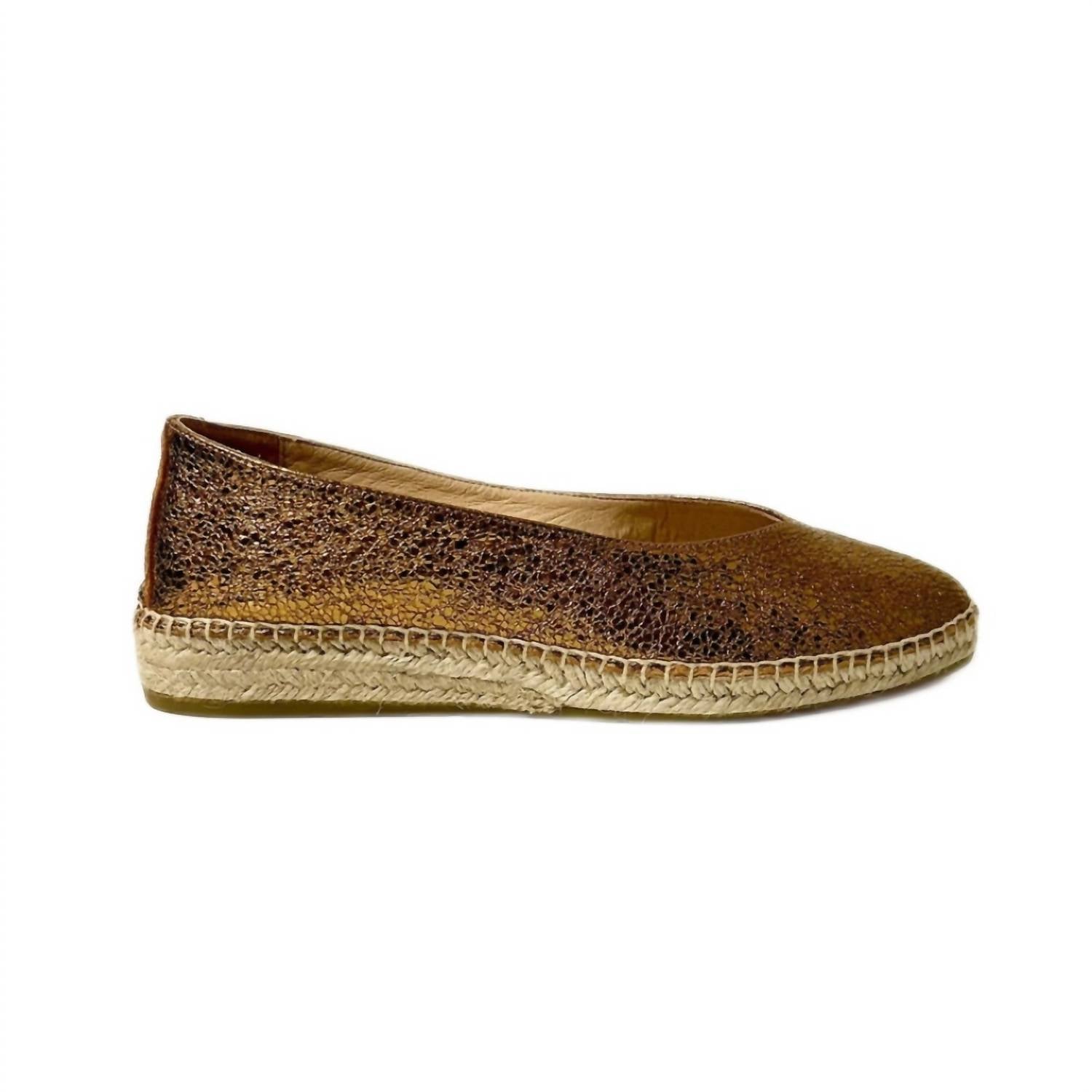 KANNA Women's Espadrilles Ballet Flat in bronze leather - women's flats