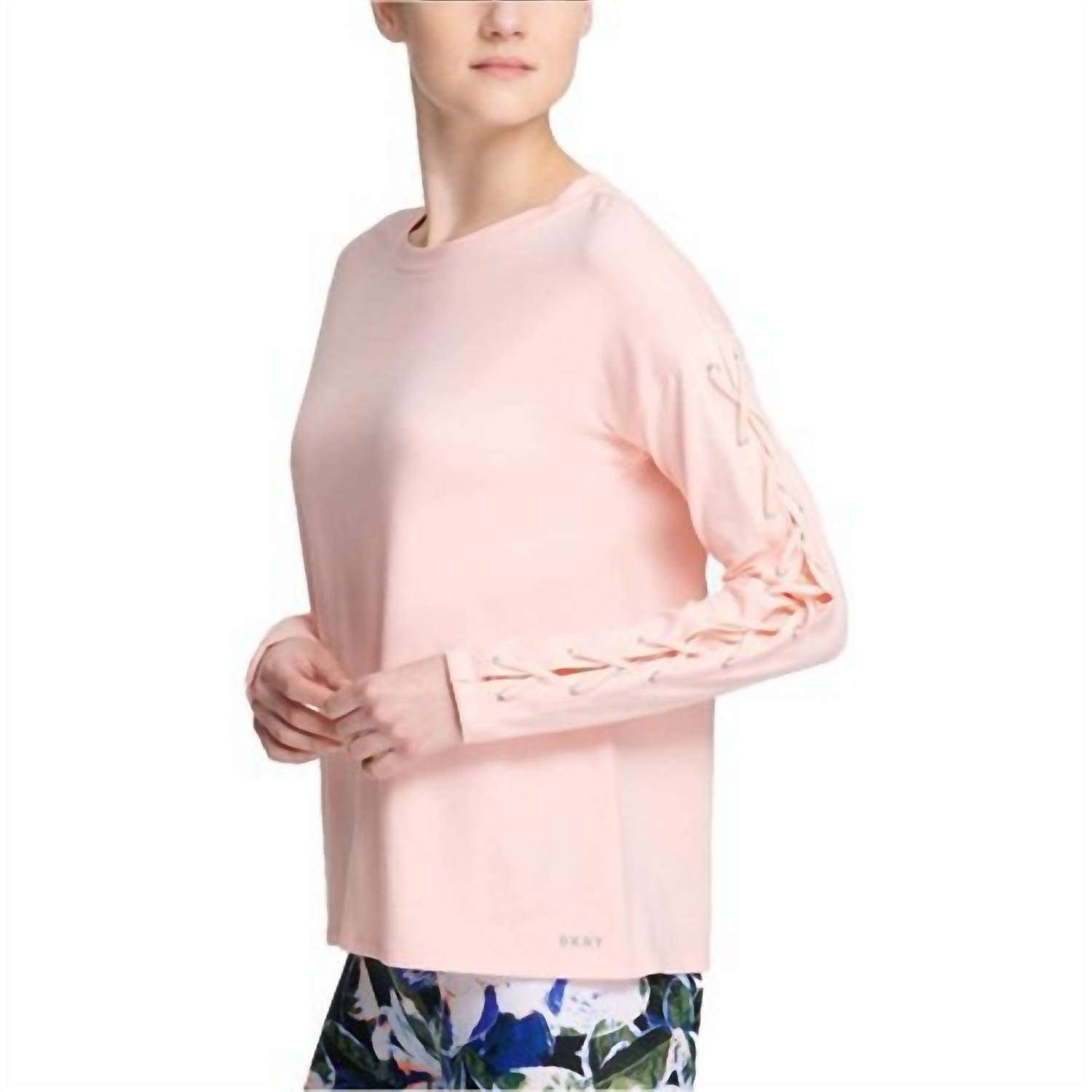 Dkny - Activewear Lace up Long Sleeve Jewel Neck Top