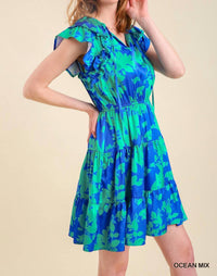 Umgee - Satin Floral Tiered Dress
