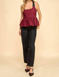 BABY PINK Racer Back Babydoll Halter Top in maroon - women's tank top