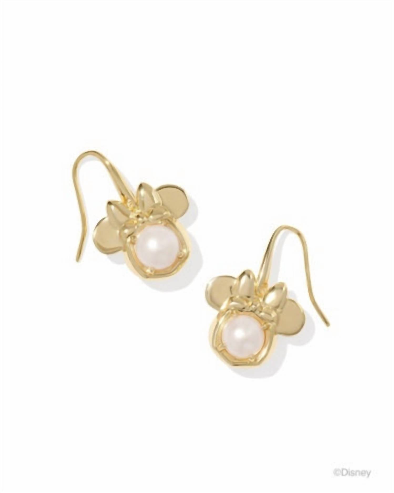 Kendra Scott Women's Minnie Mouse Drop Earrings in gold white pearl - women's jewelry