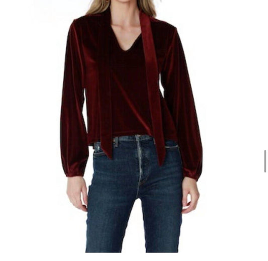 Bobi - Velvet High Neck Tie Boho Shirt