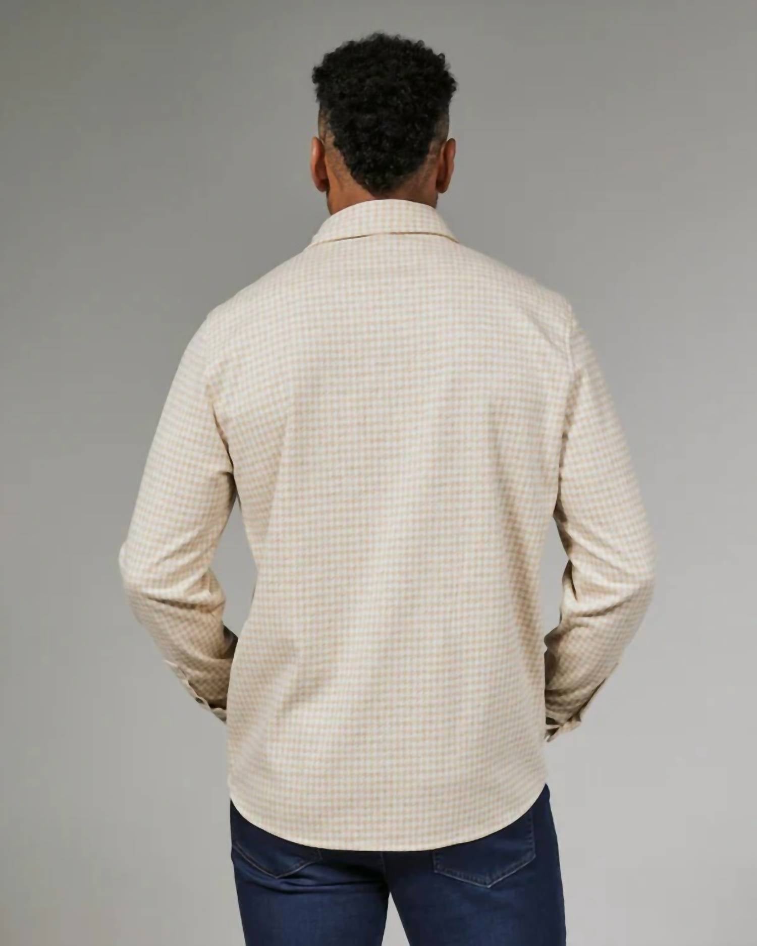 7Diamonds Generation Longsleeve Knit Shirt in tan - men's long sleeve top - detail view