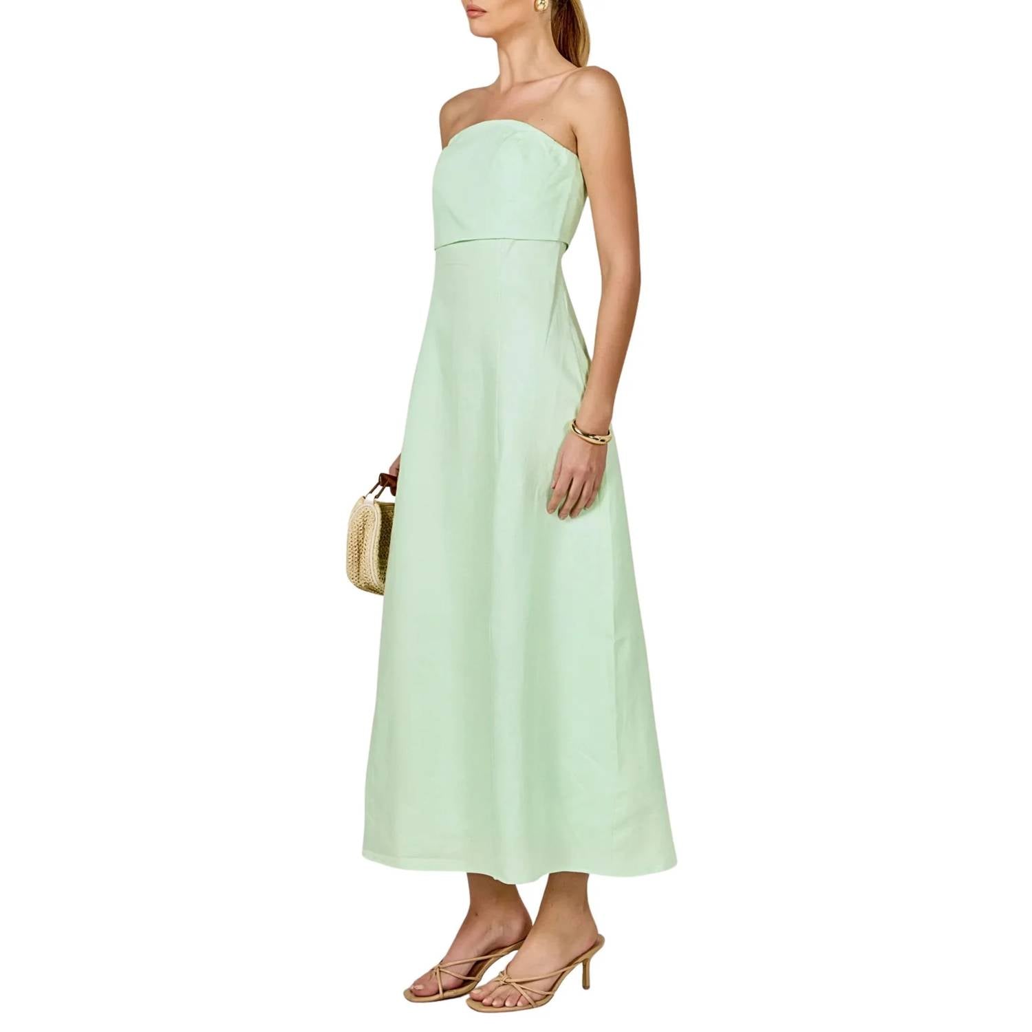 Endless Rose - Lucia Folded Strapless Linen Maxi Dress