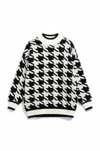 Blu Pepper - Mockneck Houndstooth Sweater Dress