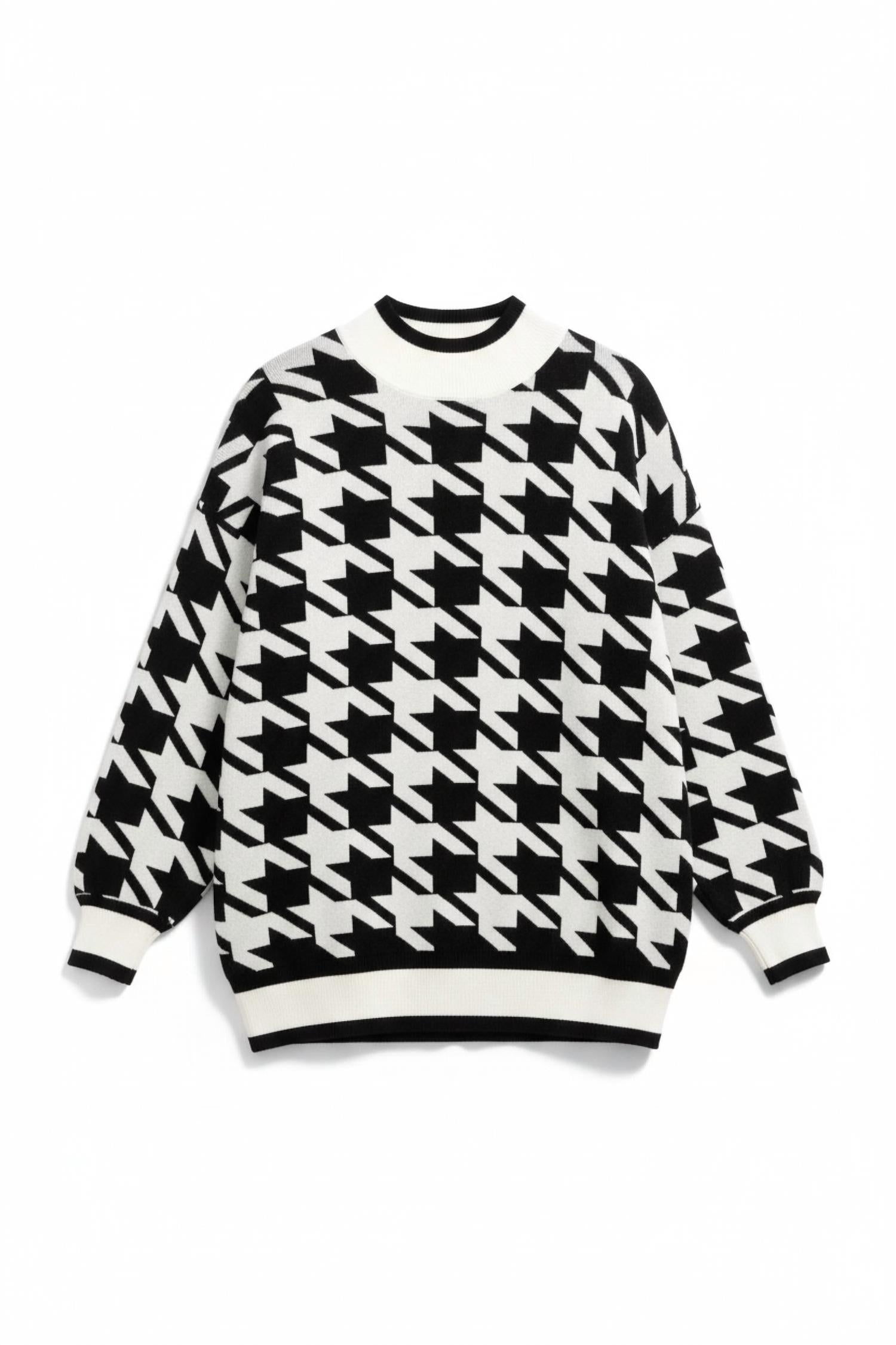 Blu Pepper - Mockneck Houndstooth Sweater Dress